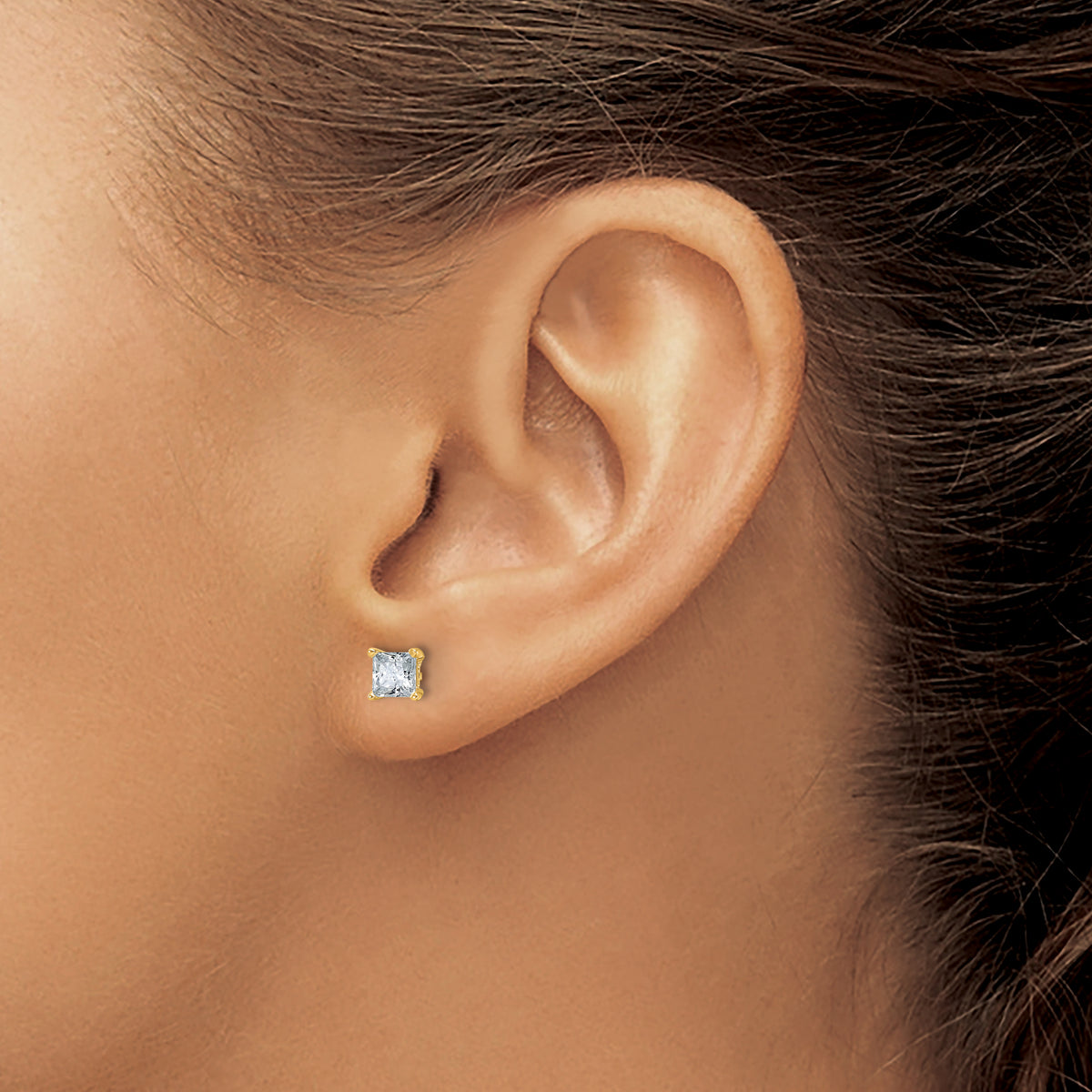 Princess Lab Grown Diamond Studs - 14k Yellow Gold / 1 ctw. / VS+ F+