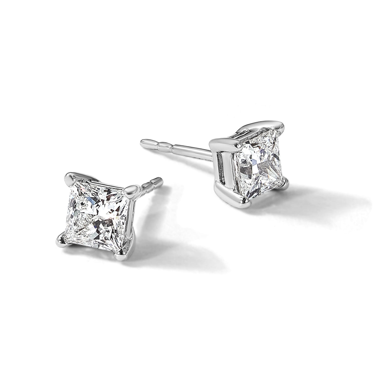 Princess Lab Grown Diamond Studs - 14k White Gold / 1-1/4 ctw. / VS/SI+ G+