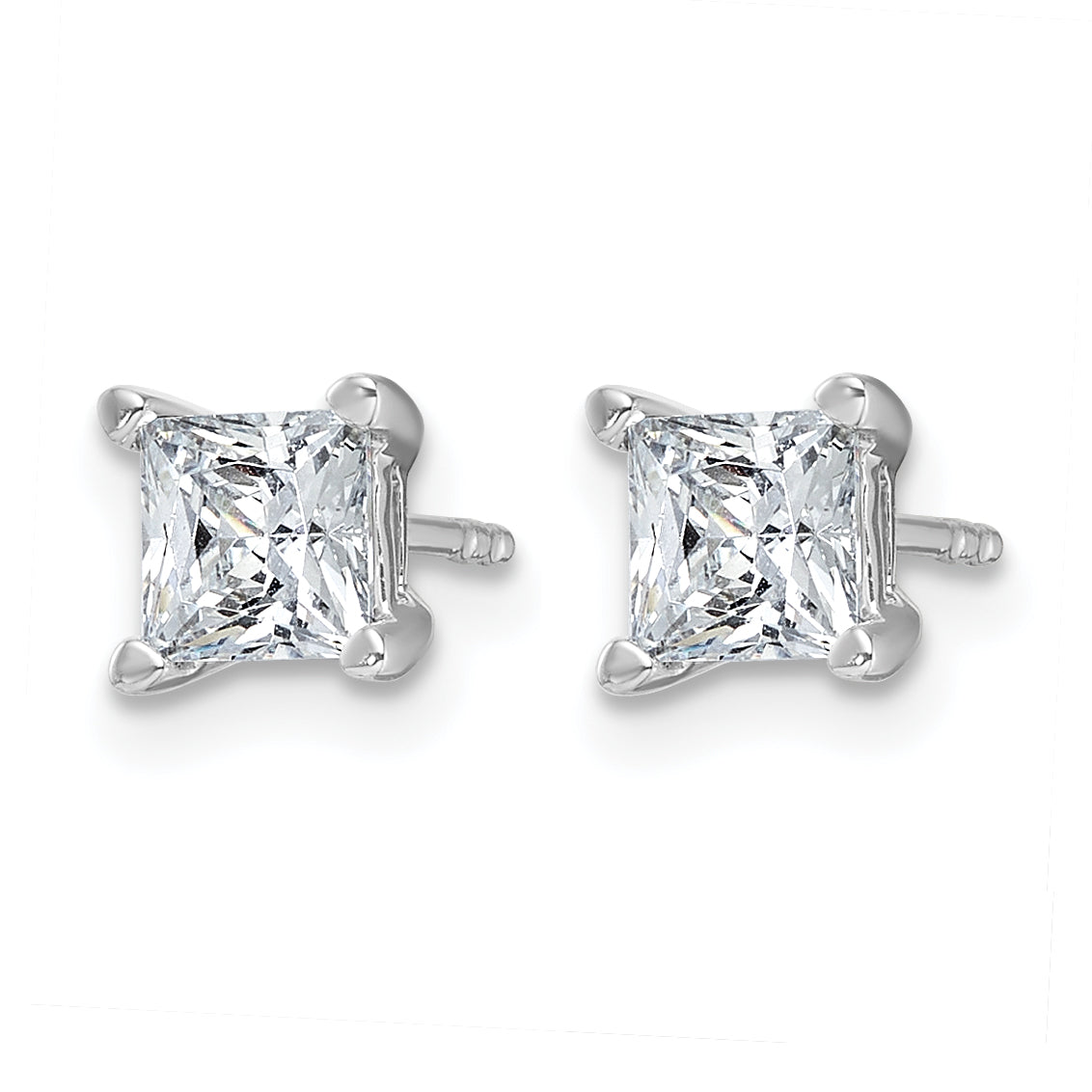 Lab Grown Diamond Princess Solitaire Earrings - 14k White Gold / 1-1/2 ctw. / VS/SI+ G+ Certified