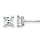 Lab Grown Diamond Princess Solitaire Earrings - 14k White Gold / 1-1/2 ctw. / VS/SI+ G+ Certified