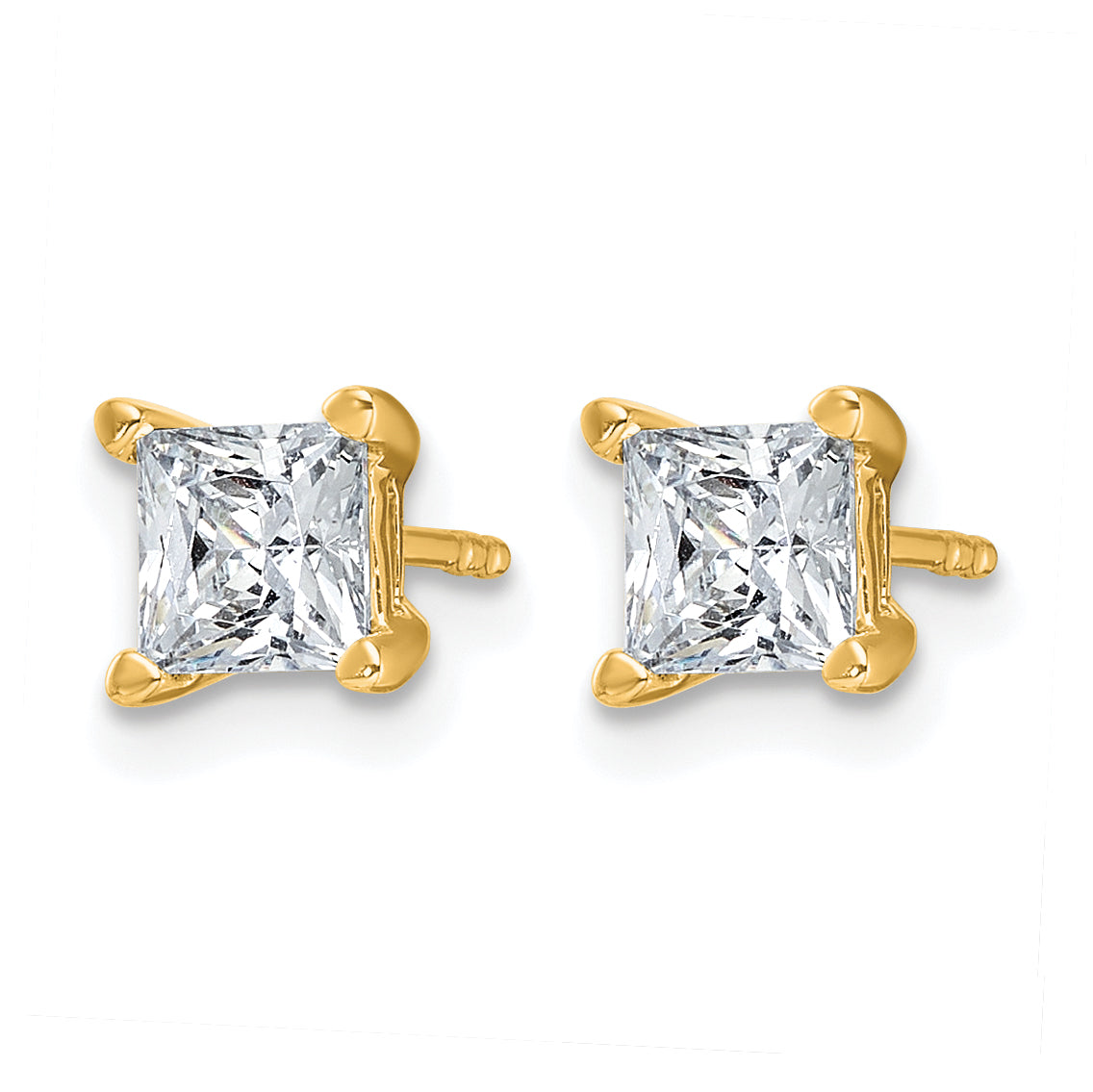 Princess Lab Grown Diamond Studs - 14k Yellow Gold / 1-1/2 ctw. / VS+ F+
