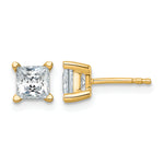 Lab Grown Diamond Princess Solitaire Earrings - 14k Yellow Gold / 1-1/2 ctw. / VS/SI+ G+ Certified