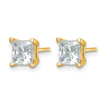 Princess Lab Grown Diamond Studs - 14k Yellow Gold / 2 ctw. / VS/SI+ G+ Certified