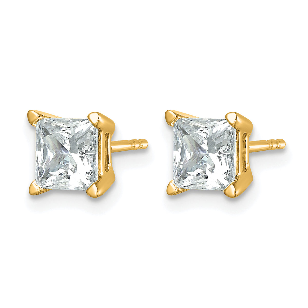 Princess Lab Grown Diamond Studs - 14k Yellow Gold / 2 ctw. / VS/SI+ G+