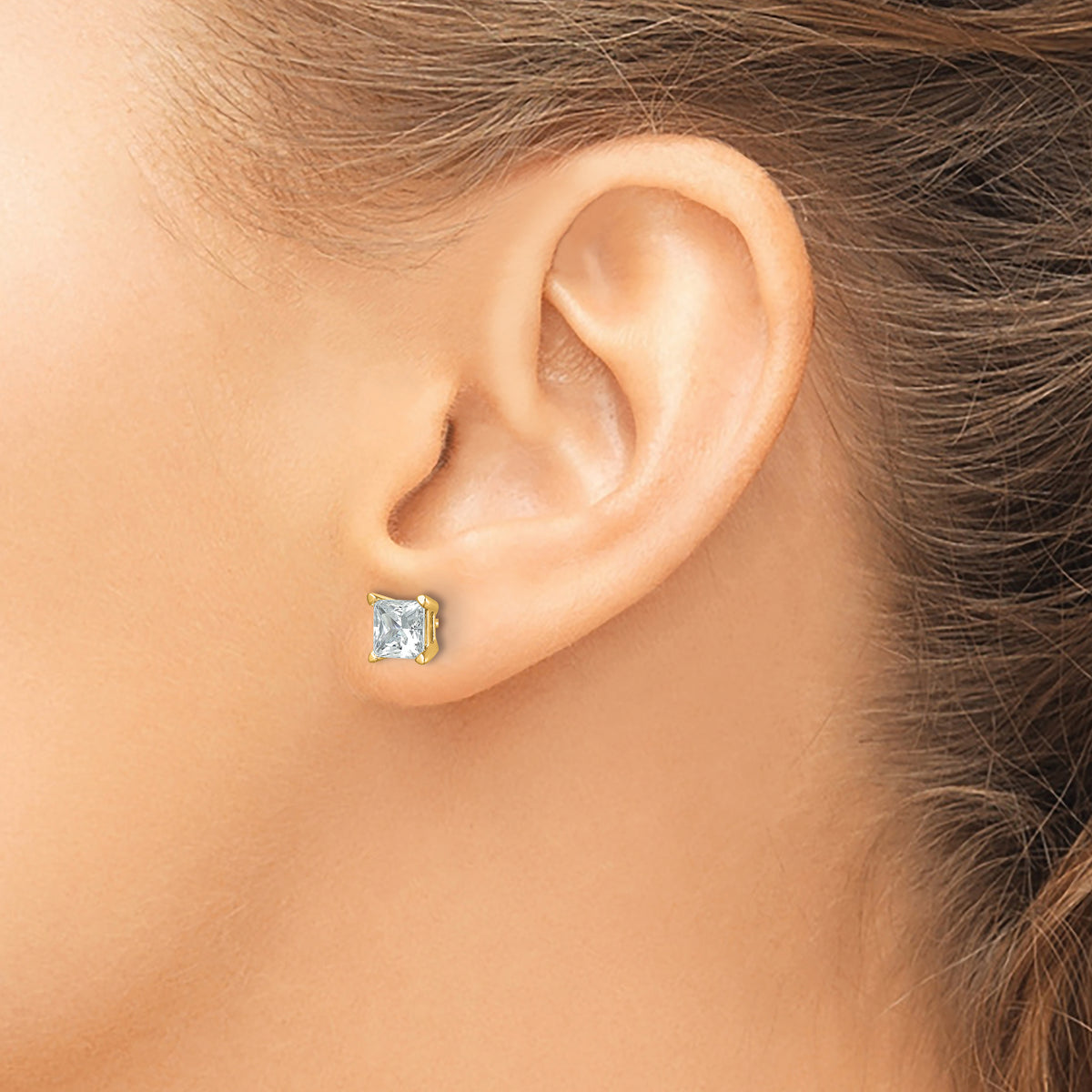 Princess Lab Grown Diamond Studs - 14k Yellow Gold / 2 ctw. / VS/SI+ G+