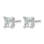 Princess Lab Grown Diamond Studs with Screw Backs - 14k White Gold