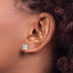 Princess Lab Grown Diamond Studs with Screw Backs - 14k White Gold