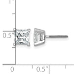 Princess Lab Grown Diamond Studs with Screw Backs - 14k White Gold