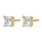 Princess Lab Grown Diamond Studs with Screw Backs - 14k Yellow Gold