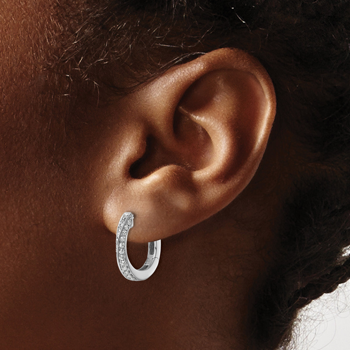 True Origin Lab Grown Diamond Hinged Twisted Hoop Earrings - 14k White Gold