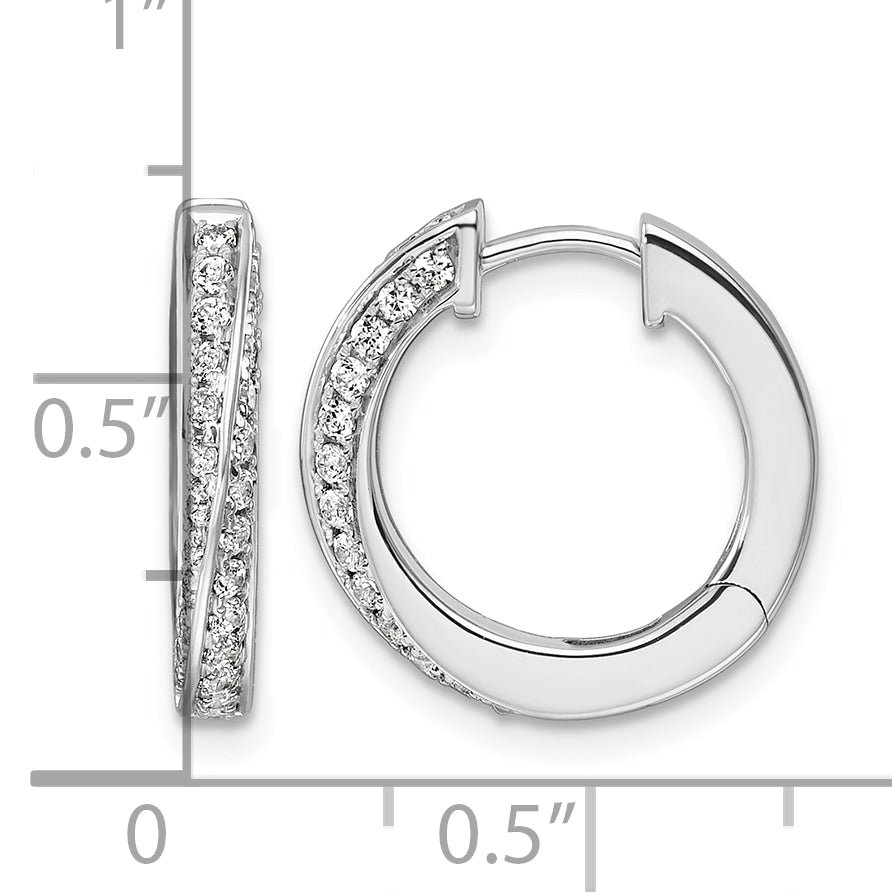 True Origin Lab Grown Diamond Hinged Twisted Hoop Earrings - 14k White Gold