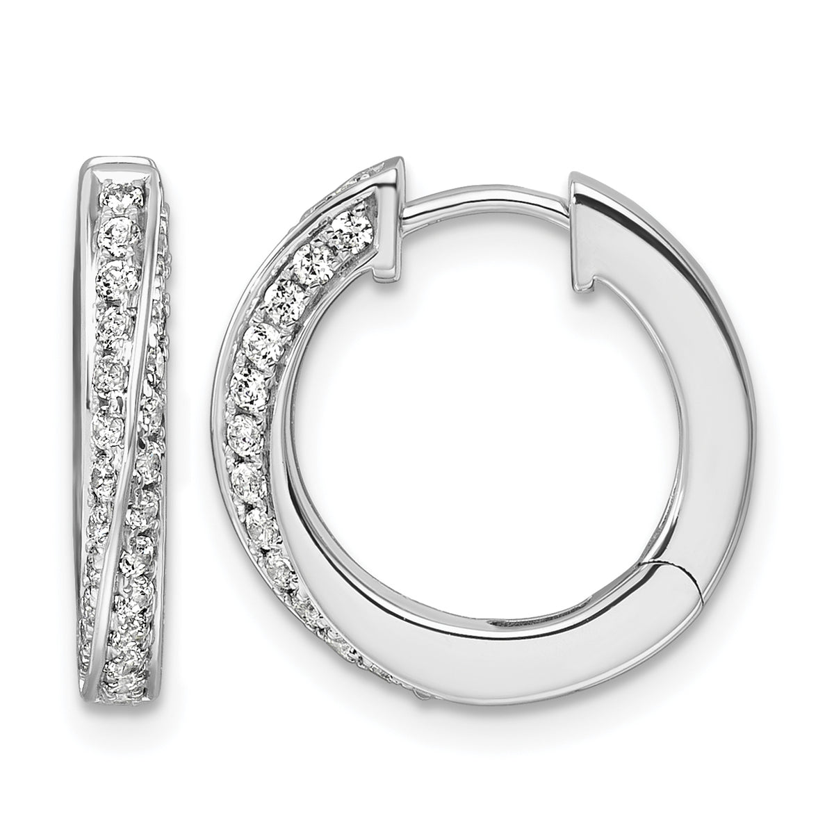True Origin Lab Grown Diamond Hinged Twisted Hoop Earrings - 14k White Gold#14k White Gold