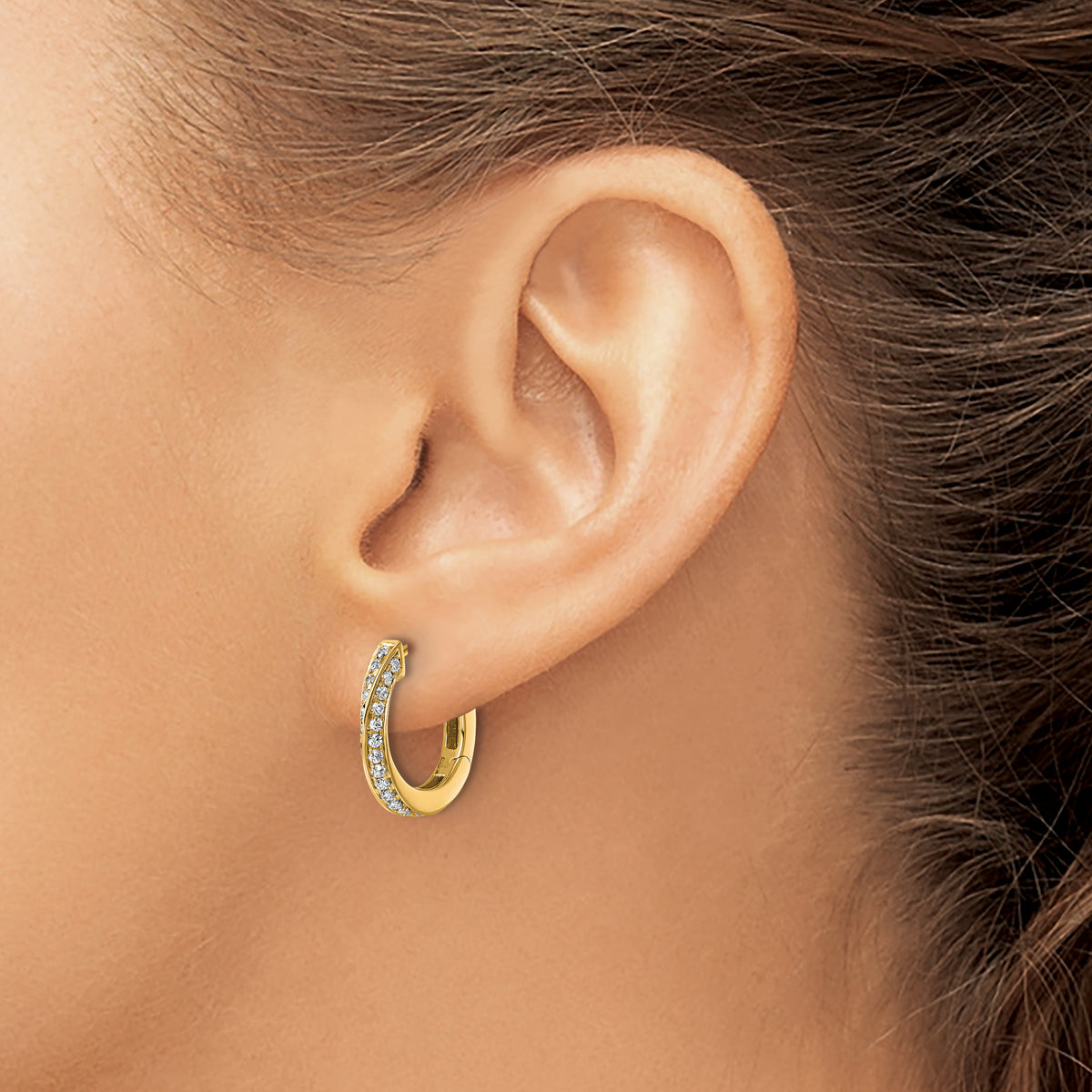 True Origin Lab Grown Diamond Hinged Twisted Hoop Earrings - 14k Yellow Gold