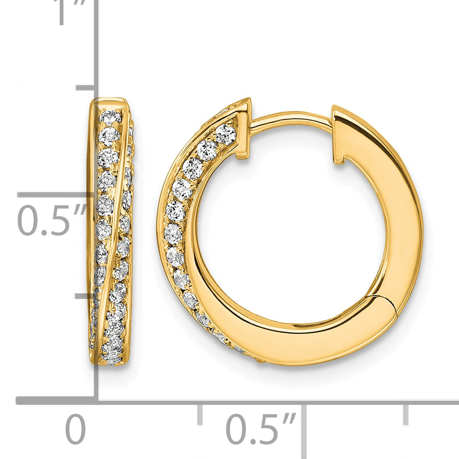 True Origin Lab Grown Diamond Hinged Twisted Hoop Earrings - 14k Yellow Gold