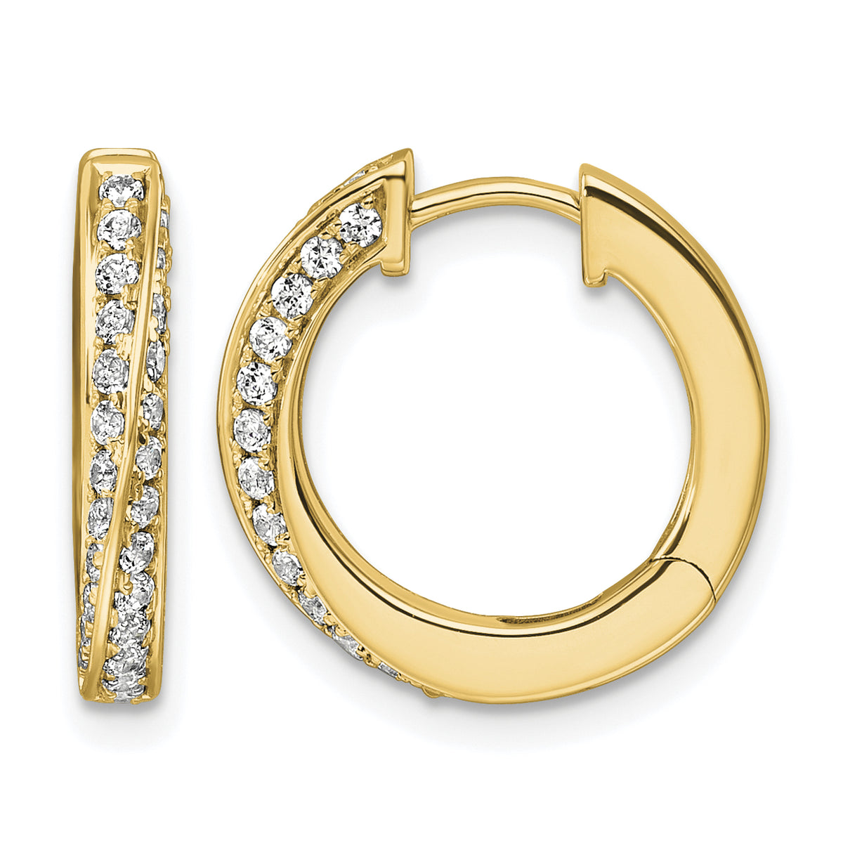 True Origin Lab Grown Diamond Hinged Twisted Hoop Earrings - 14k Yellow Gold