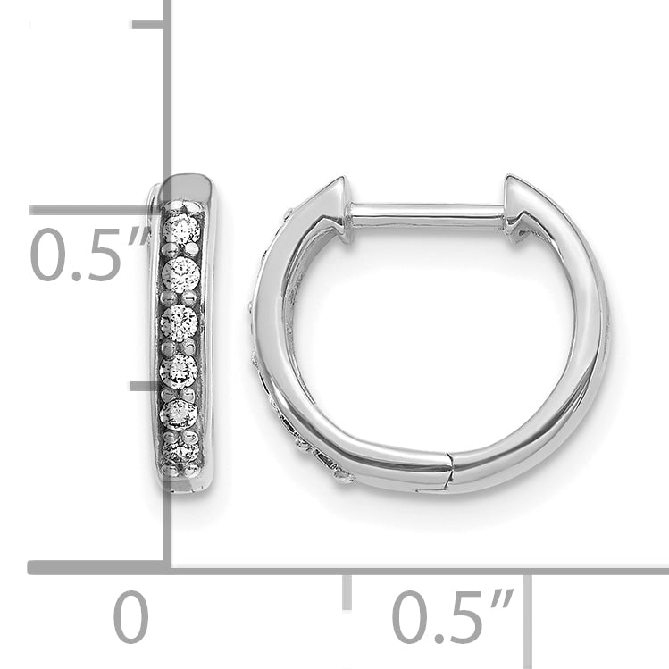 Diamond Round Hinged Hoop Earrings - 10k White Gold / None / 1/8 ctw.