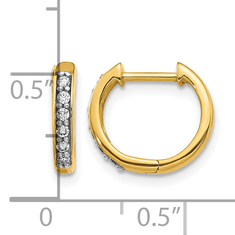 Diamond Round Hinged Hoop Earrings - 10k Yellow Gold / None / 1/8 ctw.