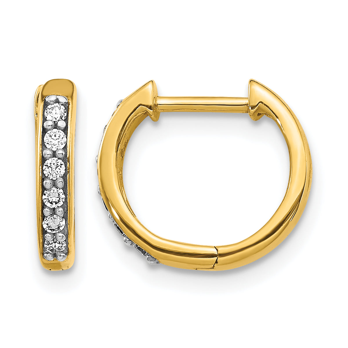 Diamond Round Hinged Hoop Earrings - 10k Yellow Gold / None / 1/8 ctw.
