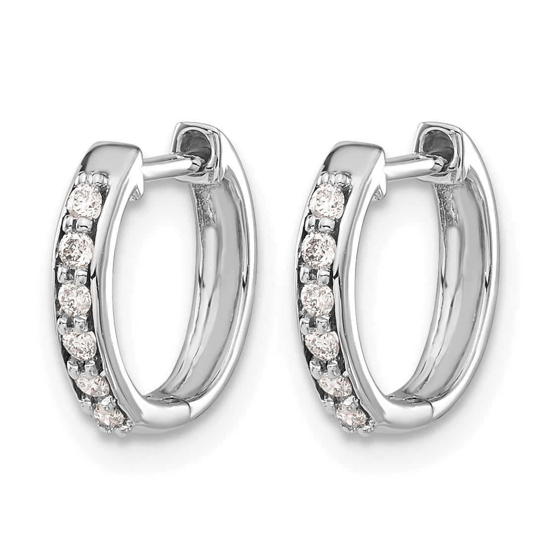 Diamond Round Hinged Hoop Earrings - 14k White Gold / Diamond / 1/8 ctw.