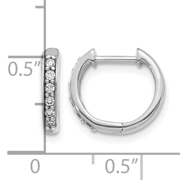 Diamond Round Hinged Hoop Earrings - 14k White Gold / Diamond / 1/8 ctw.