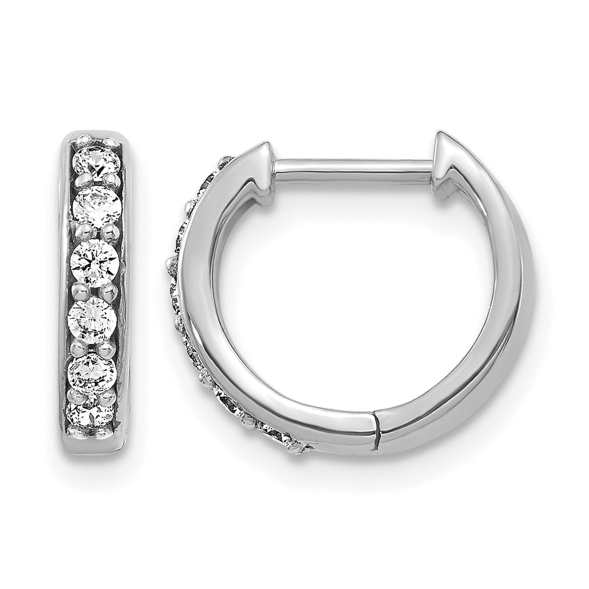 Diamond Round Hinged Hoop Earrings - 10k White Gold / None / 1/4 ctw.
