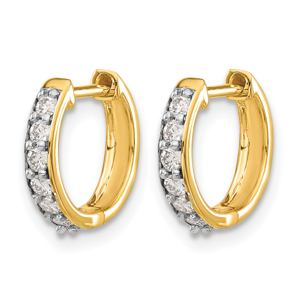Diamond Round Hinged Hoop Earrings - 10k Yellow Gold / None / 1/4 ctw.