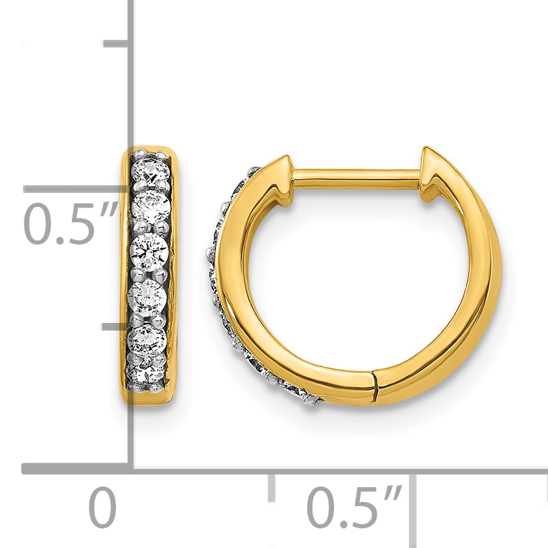 Diamond Round Hinged Hoop Earrings - 10k Yellow Gold / None / 1/4 ctw.