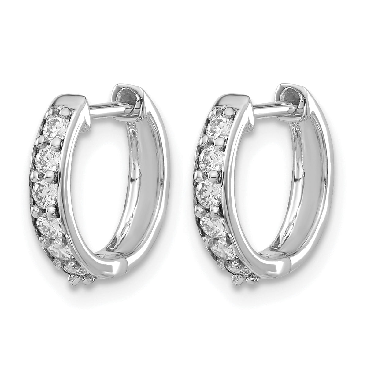 Diamond Round Hinged Hoop Earrings - 14k White Gold / Diamond / 1/4 ctw.