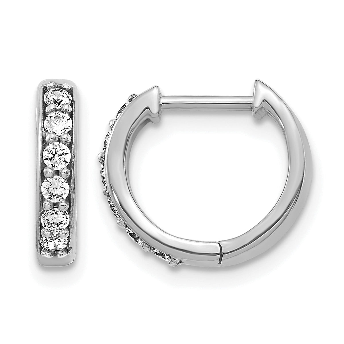 Diamond Round Hinged Hoop Earrings - 14k White Gold / Diamond / 1/4 ctw.