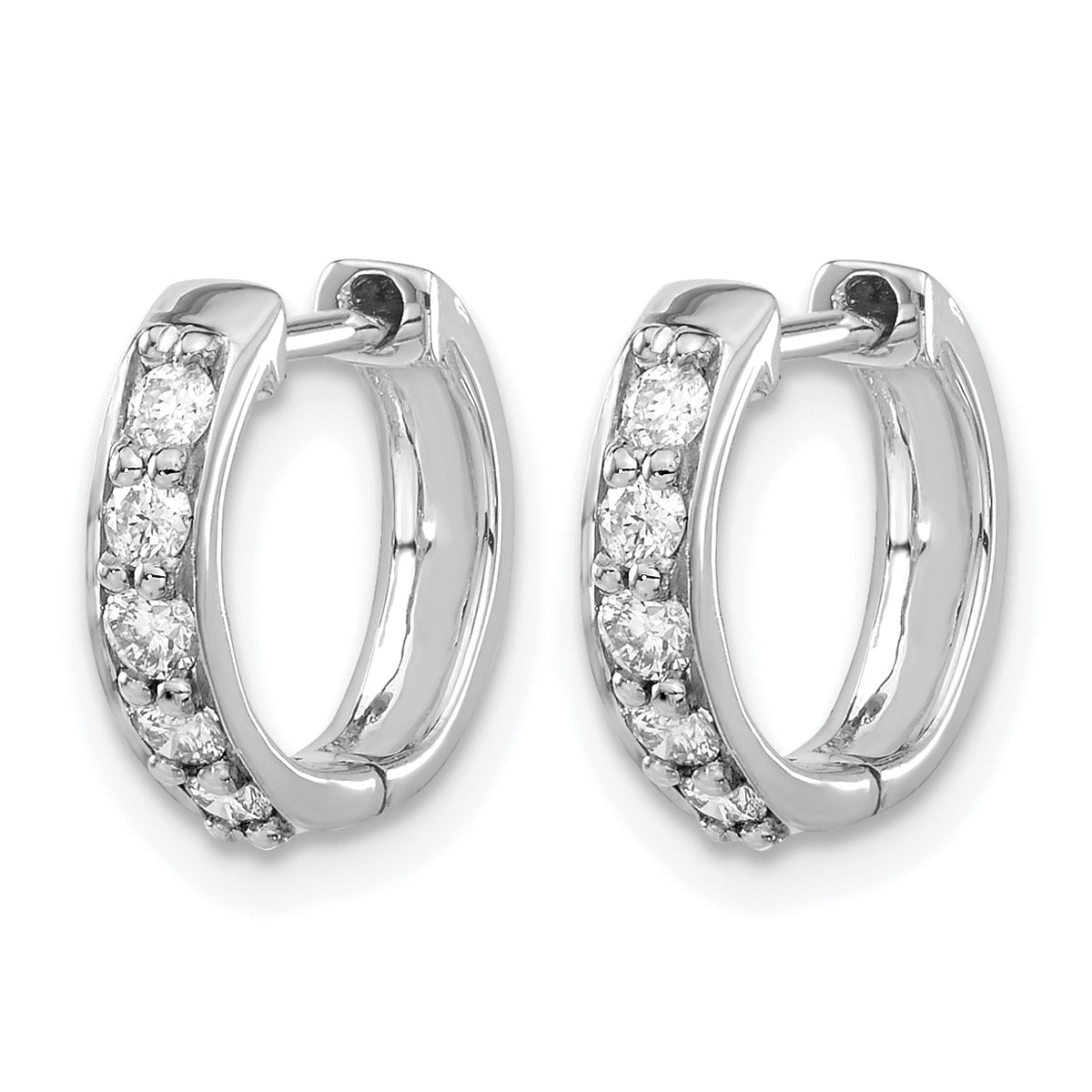 Diamond Round Hinged Hoop Earrings - 10k White Gold / None / 1/3 ctw.