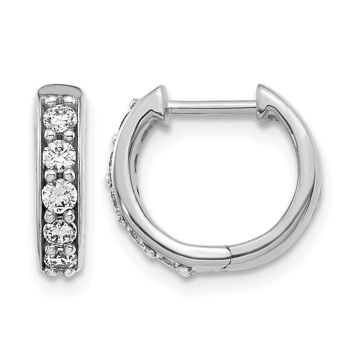 Diamond Round Hinged Hoop Earrings - 10k White Gold / None / 1/3 ctw.