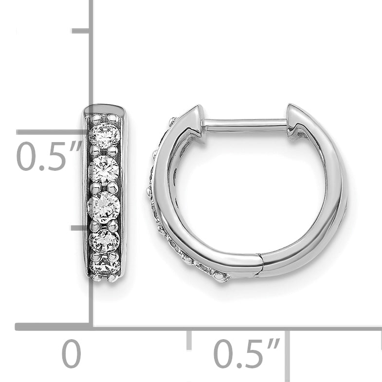 Diamond Round Hinged Hoop Earrings - 14k White Gold / Diamond / 1/3 ctw.