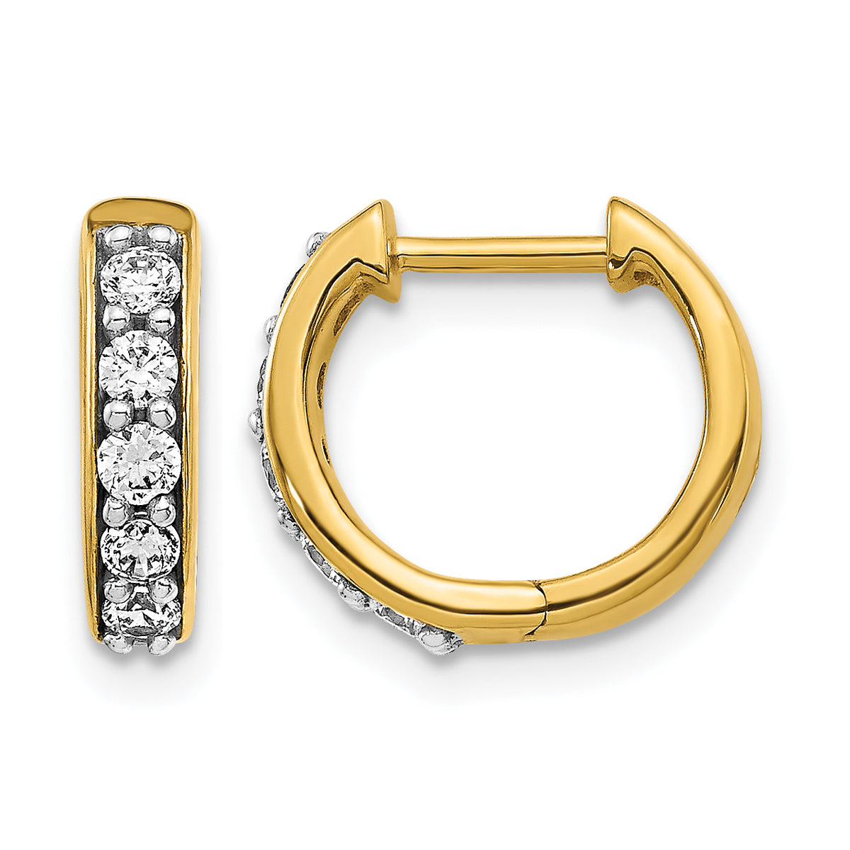 Diamond Round Hinged Hoop Earrings - 14k Yellow Gold / Diamond / 1/3 ctw.