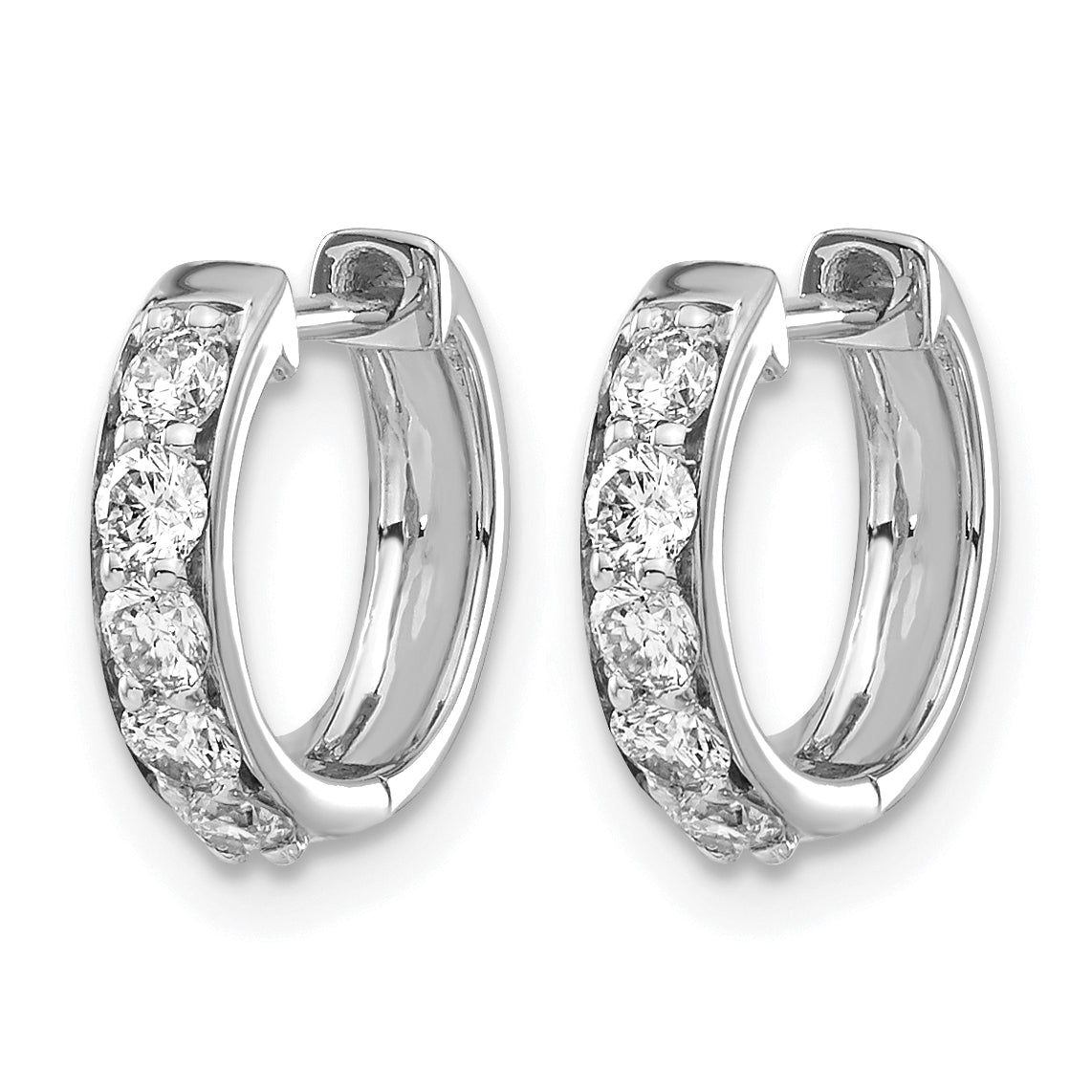 Diamond Round Hinged Hoop Earrings - 10k White Gold / None / 1/2 ctw.