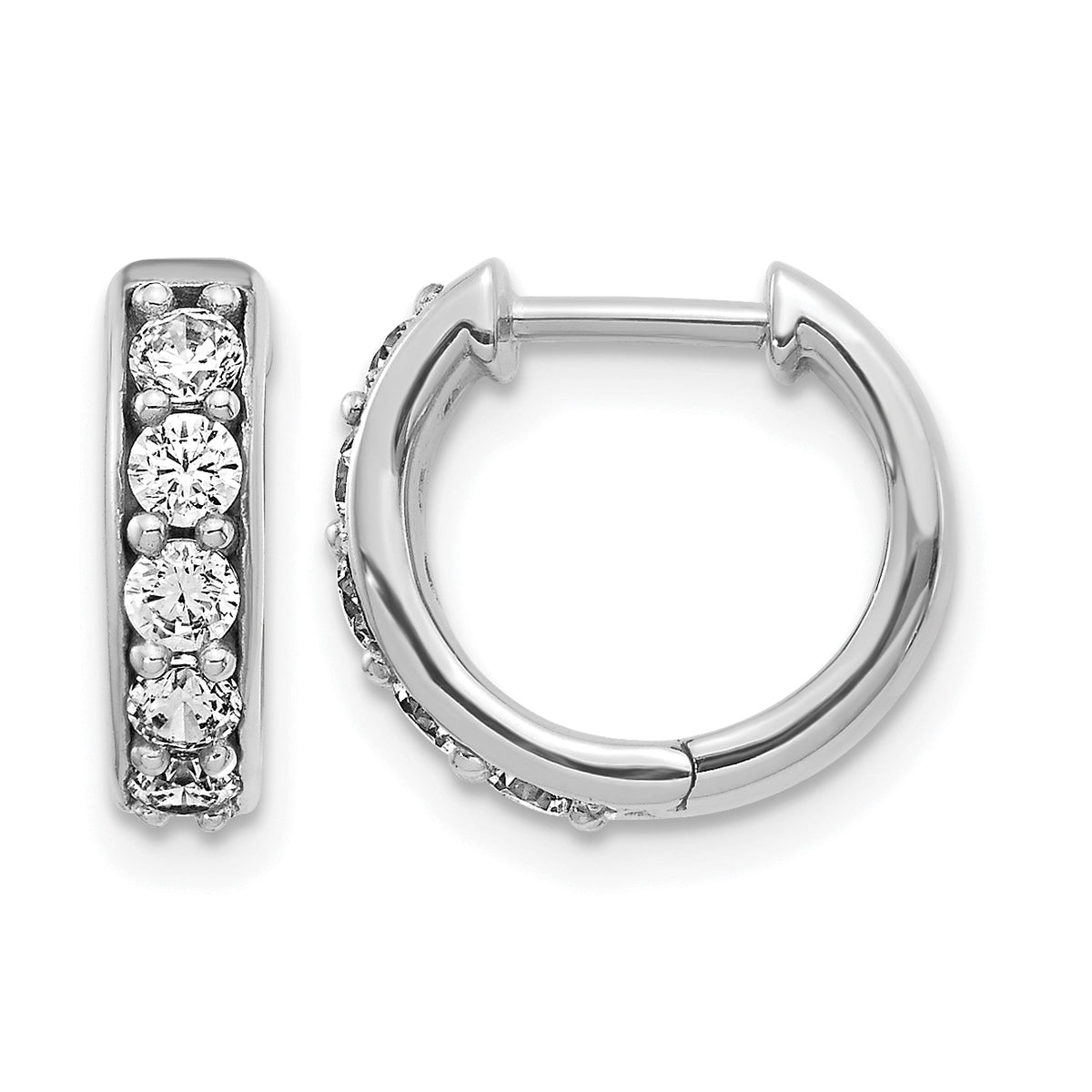Diamond Round Hinged Hoop Earrings - 10k White Gold / None / 1/2 ctw.