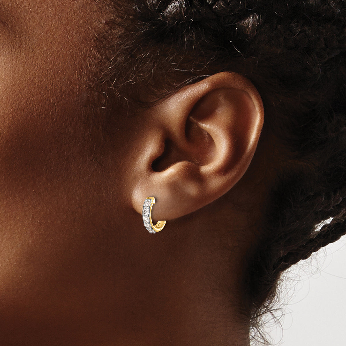 Diamond Round Hinged Hoop Earrings - 10k Yellow Gold / None / 1/2 ctw.