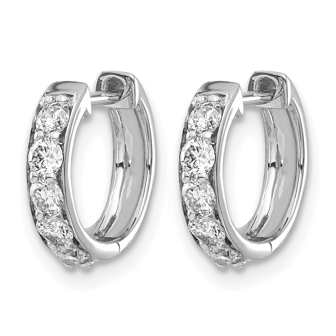 Diamond Round Hinged Hoop Earrings - 14k White Gold / Diamond / 1/2 ctw.