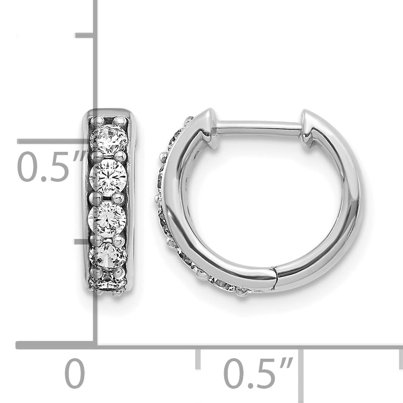 Diamond Round Hinged Hoop Earrings - 14k White Gold / Diamond / 1/2 ctw.
