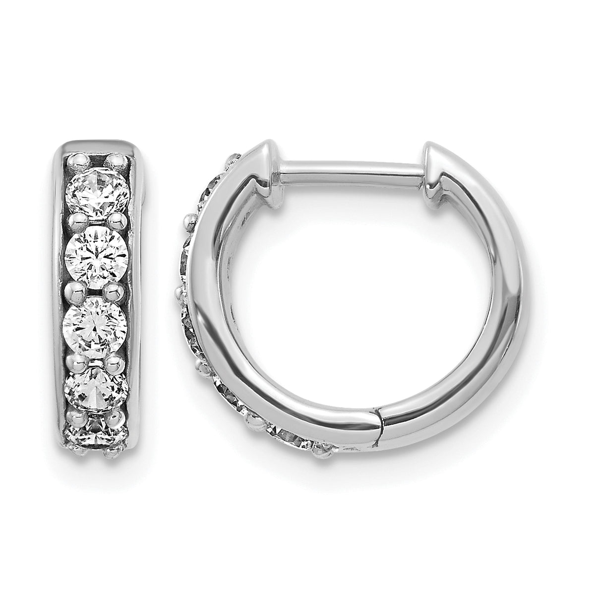Diamond Round Hinged Hoop Earrings - 14k White Gold / Diamond / 1/2 ctw.