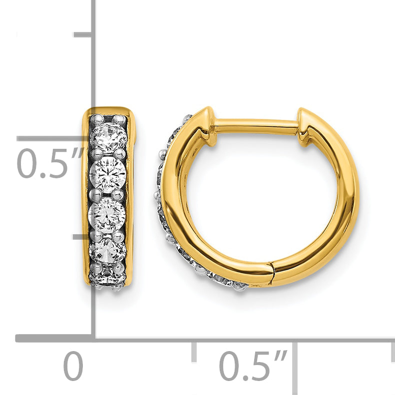 Diamond Round Hinged Hoop Earrings - 14k Yellow Gold / Diamond / 1/2 ctw.