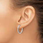 14k Gold 22mm Diamond Hinged Hoop Earrings, view 3 - 14k White Gold / 1/4 ctw.