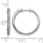 14k Gold 22mm Diamond Hinged Hoop Earrings, shown with a ruler for scale - 14k White Gold / 1/4 ctw.