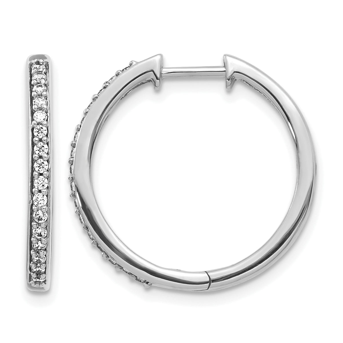 14k Gold 22mm Diamond Hinged Hoop Earrings - 14k White Gold / 1/4 ctw.