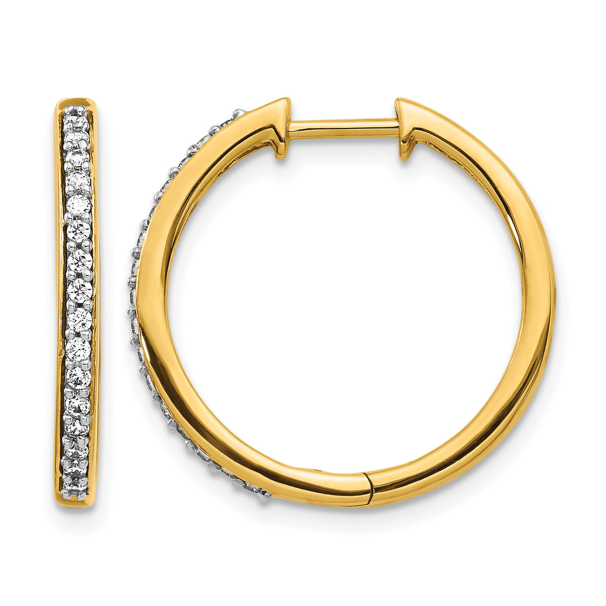 14k Gold 22mm Diamond Hinged Hoop Earrings - 14k Yellow Gold / 1/4 ctw.