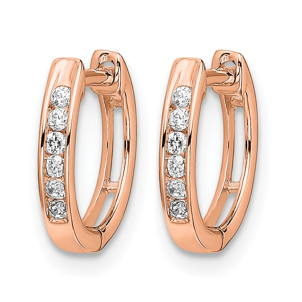 Gold Diamond Hinged Hoop Earrings - 14k Rose Gold