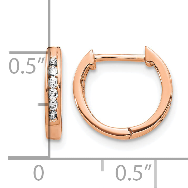 Gold Diamond Hinged Hoop Earrings - 14k Rose Gold