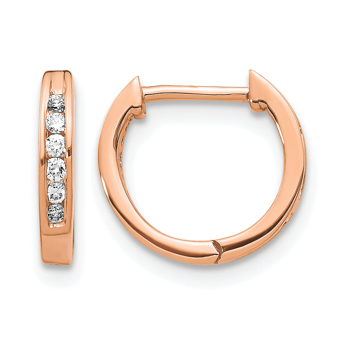 Gold Diamond Hinged Hoop Earrings - 14k Rose Gold#14k Rose Gold