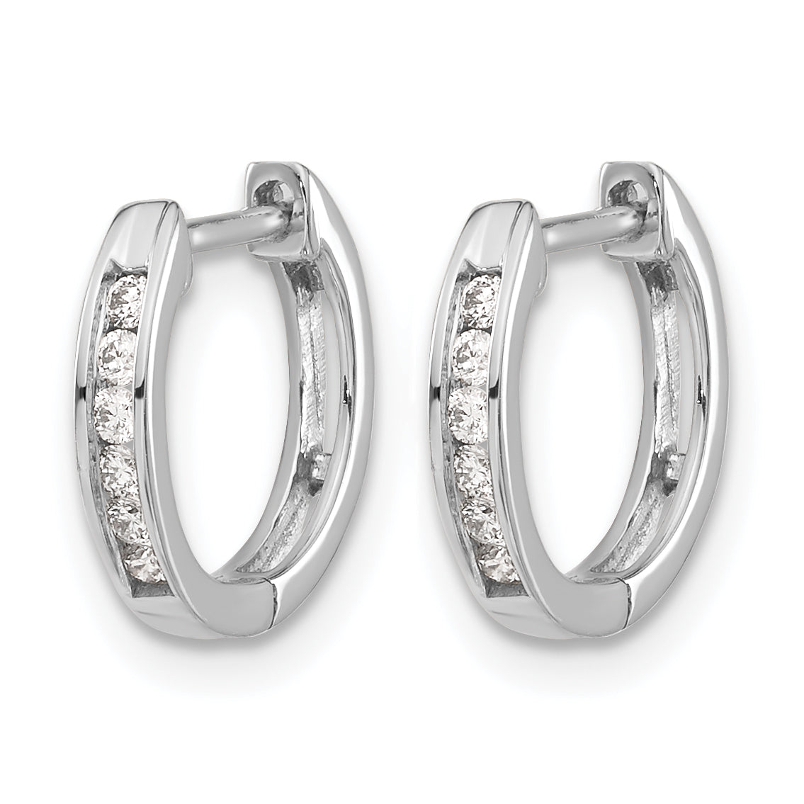 Gold Diamond Hinged Hoop Earrings - 14k White Gold