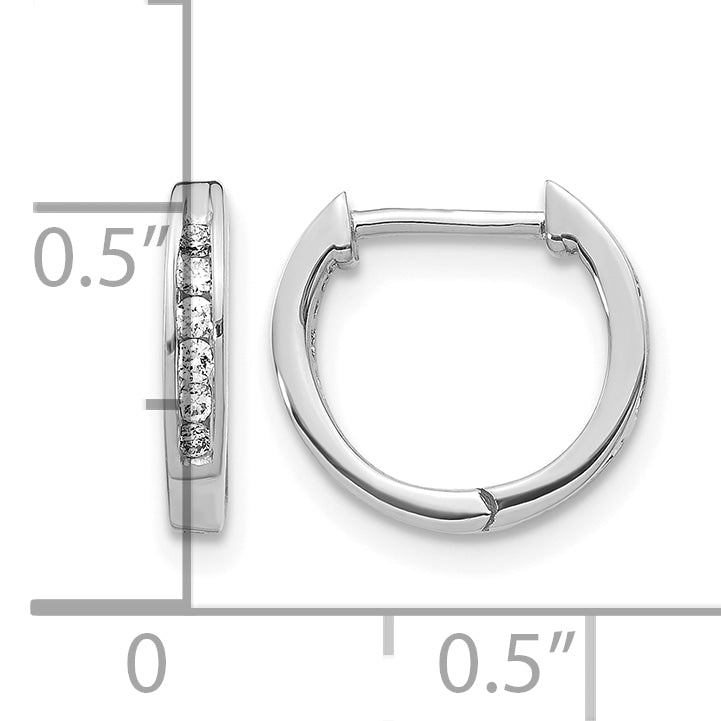 Gold Diamond Hinged Hoop Earrings - 14k White Gold