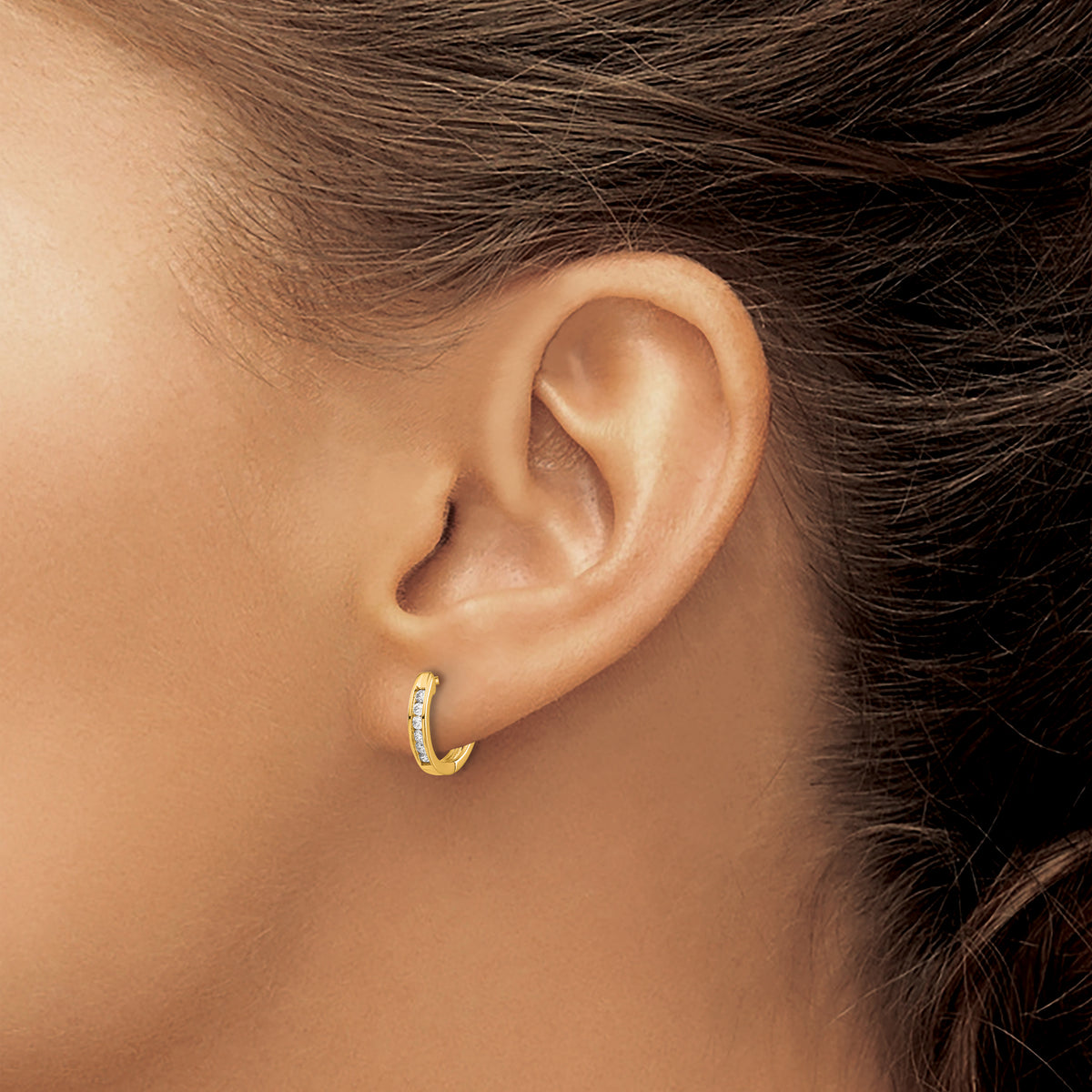 Gold Diamond Hinged Hoop Earrings - 14k Yellow Gold